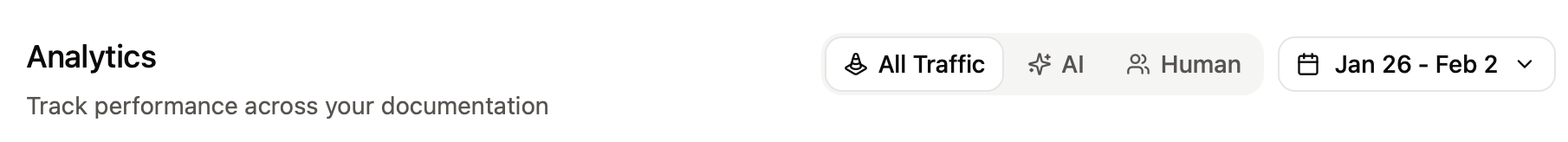 The traffic source filter on the analytics page.