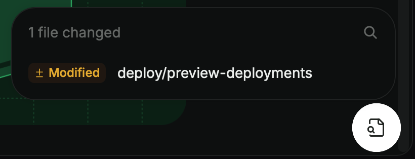 Preview widget expanded to show list of changed files.