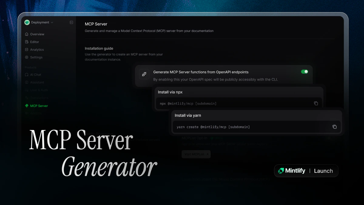 screenshot of MCP server generator