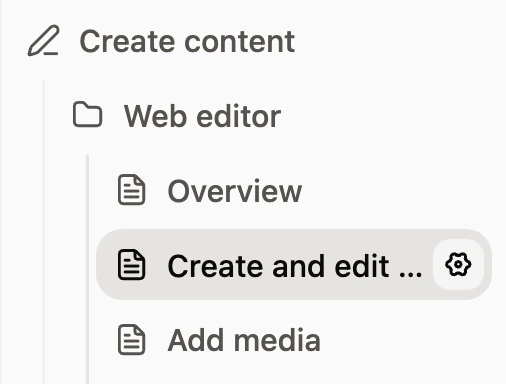 A page highlighted in the sidebar so that the settings gear icon is visible.