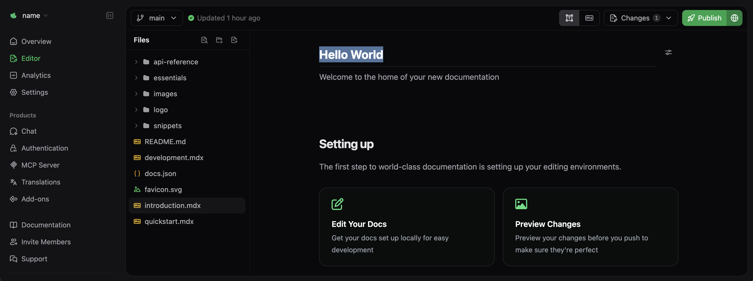 Modification dans l'éditeur Web