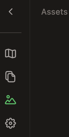 Assets manager selected in the editor sidebar menu.