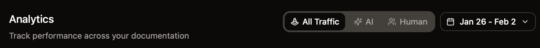 Le filtre de source de trafic sur la page Analytics.