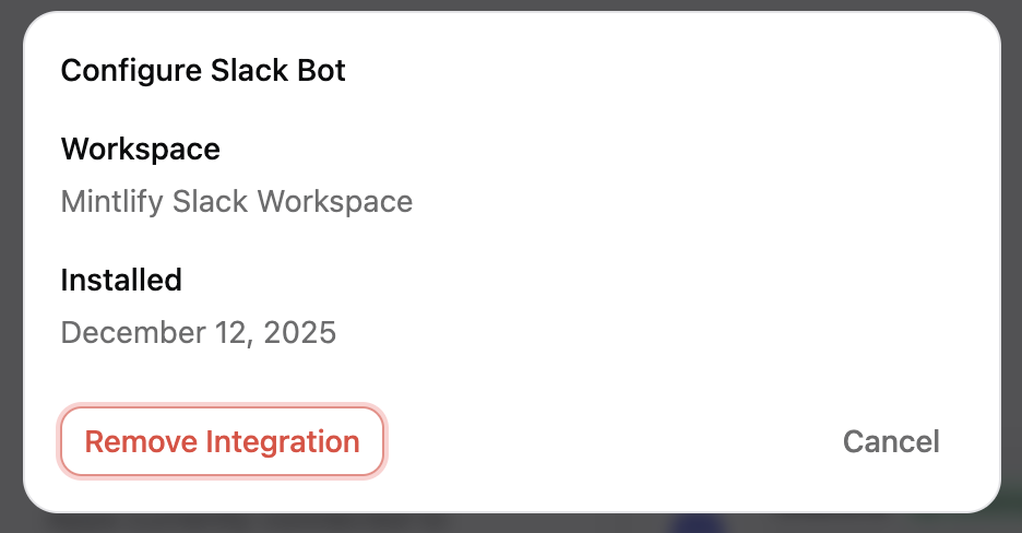 The Slack configuration panel in light mode.