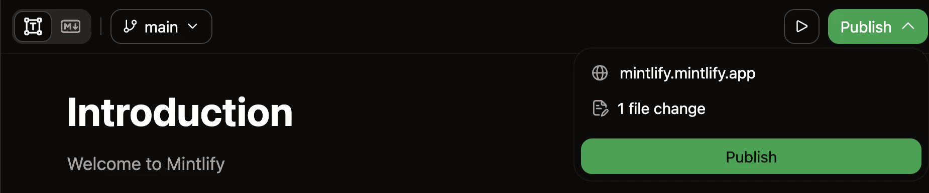 网页编辑器工具栏,显示一个待处理的更改。