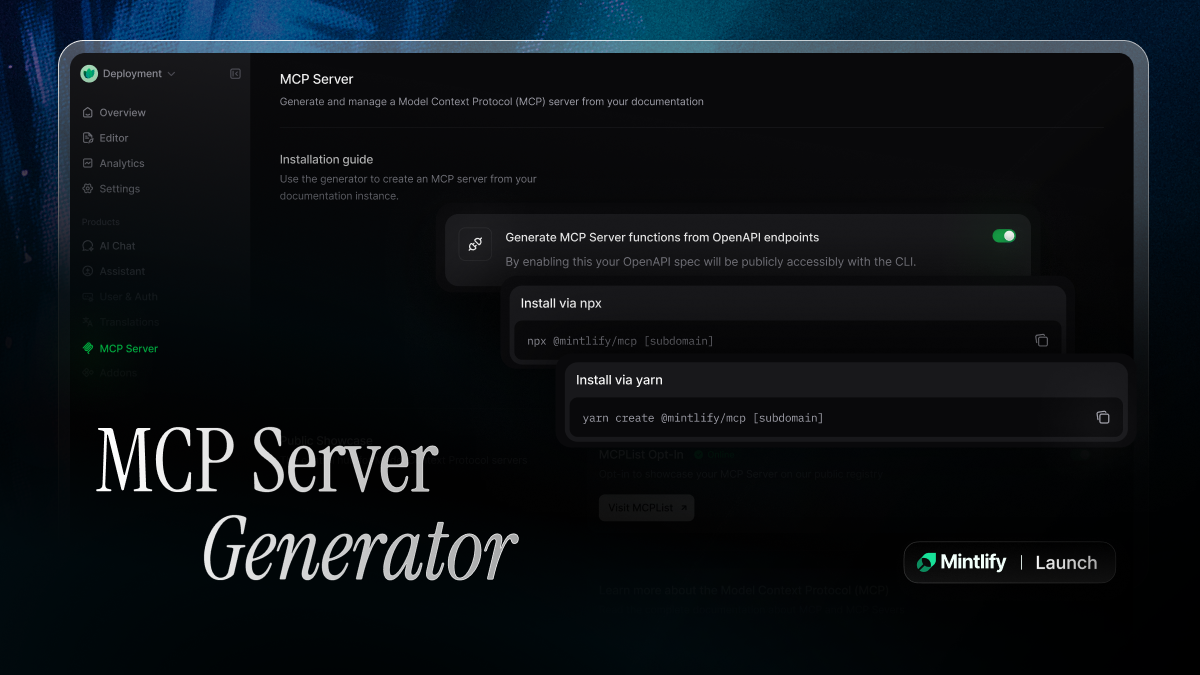 screenshot of MCP server generator