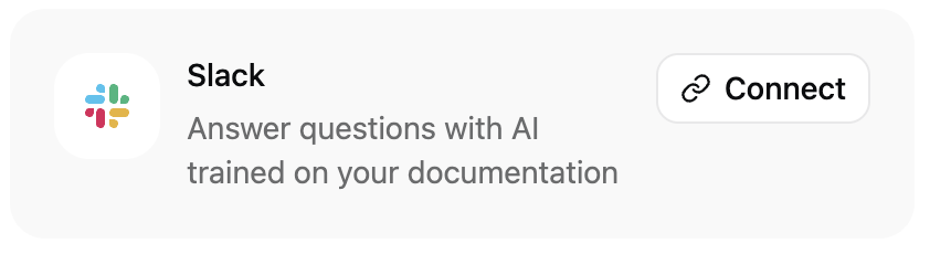 在浅色模式下 Slack 卡片中的 Connect 按钮。