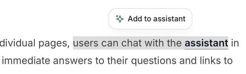 Le bouton « Ajouter à l’Assistant » au-dessus du texte surligné en mode clair.