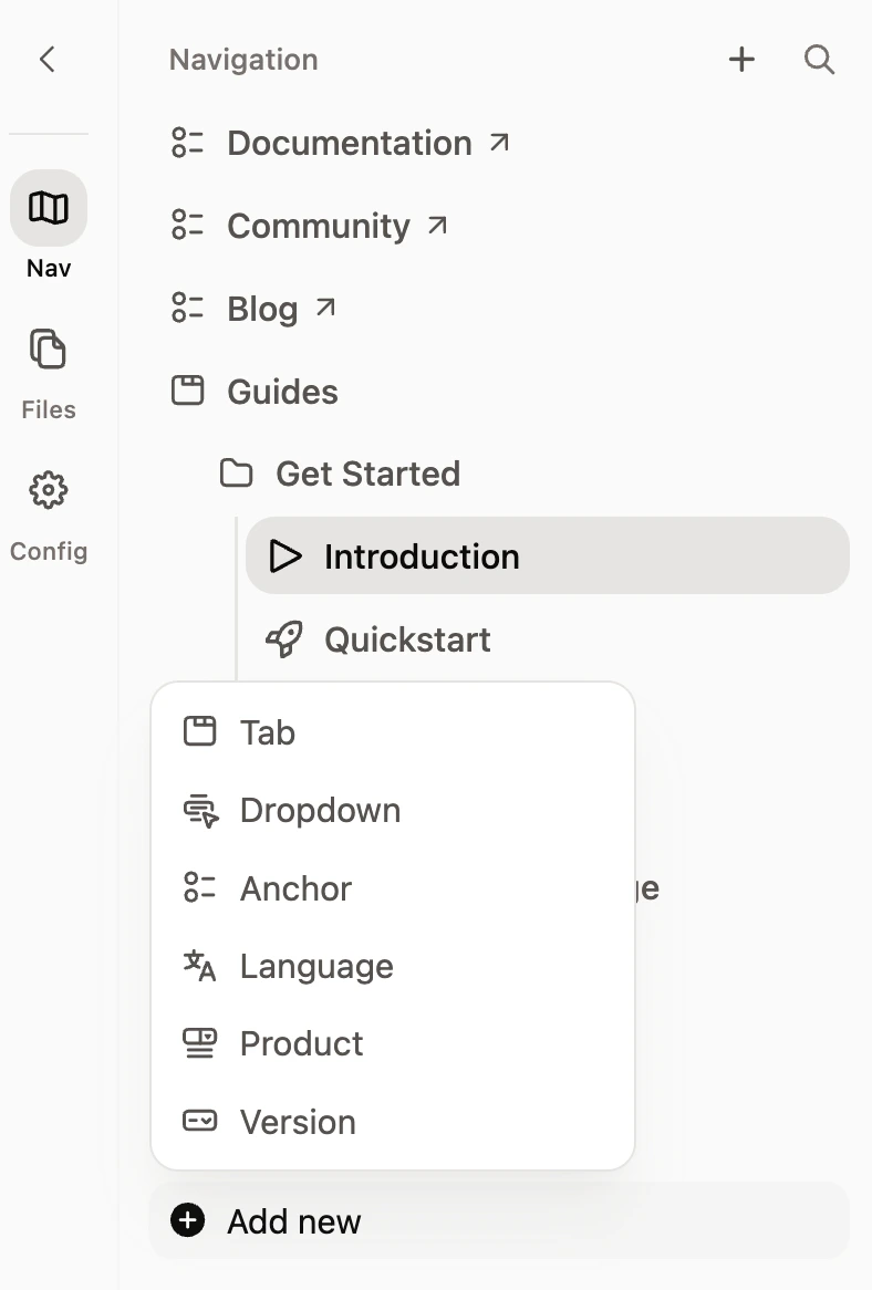 Add new navigation element.