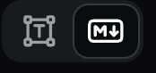 Bouton de bascule de mode dans la barre d'outils.