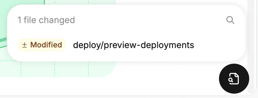 Preview widget expanded to show list of changed files.