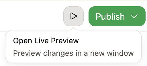 Live preview button on the editor toolbar.