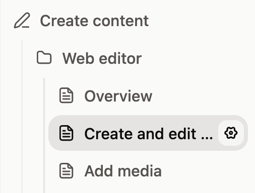 A page highlighted in the sidebar so that the settings gear icon is visible.
