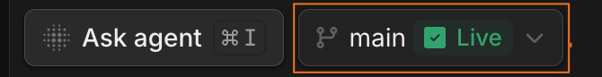 Branch name emphasized in the editor toolbar.