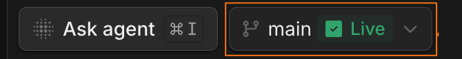 Branch name emphasized in the editor toolbar.