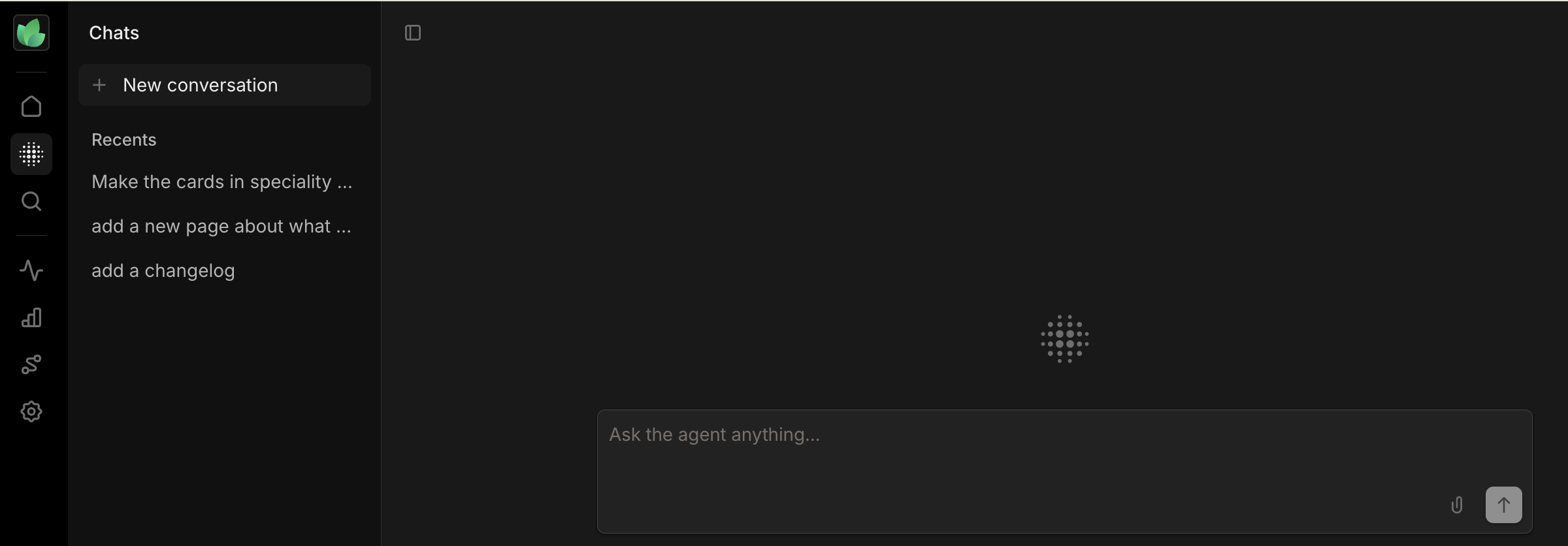 Screenshot of the agent on a full page in dark mode