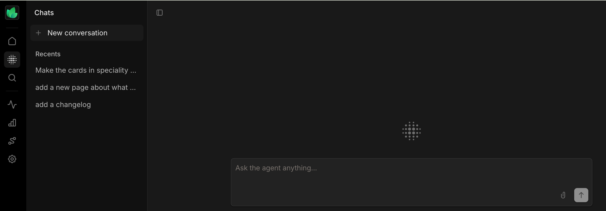 Screenshot of the agent on a full page in dark mode