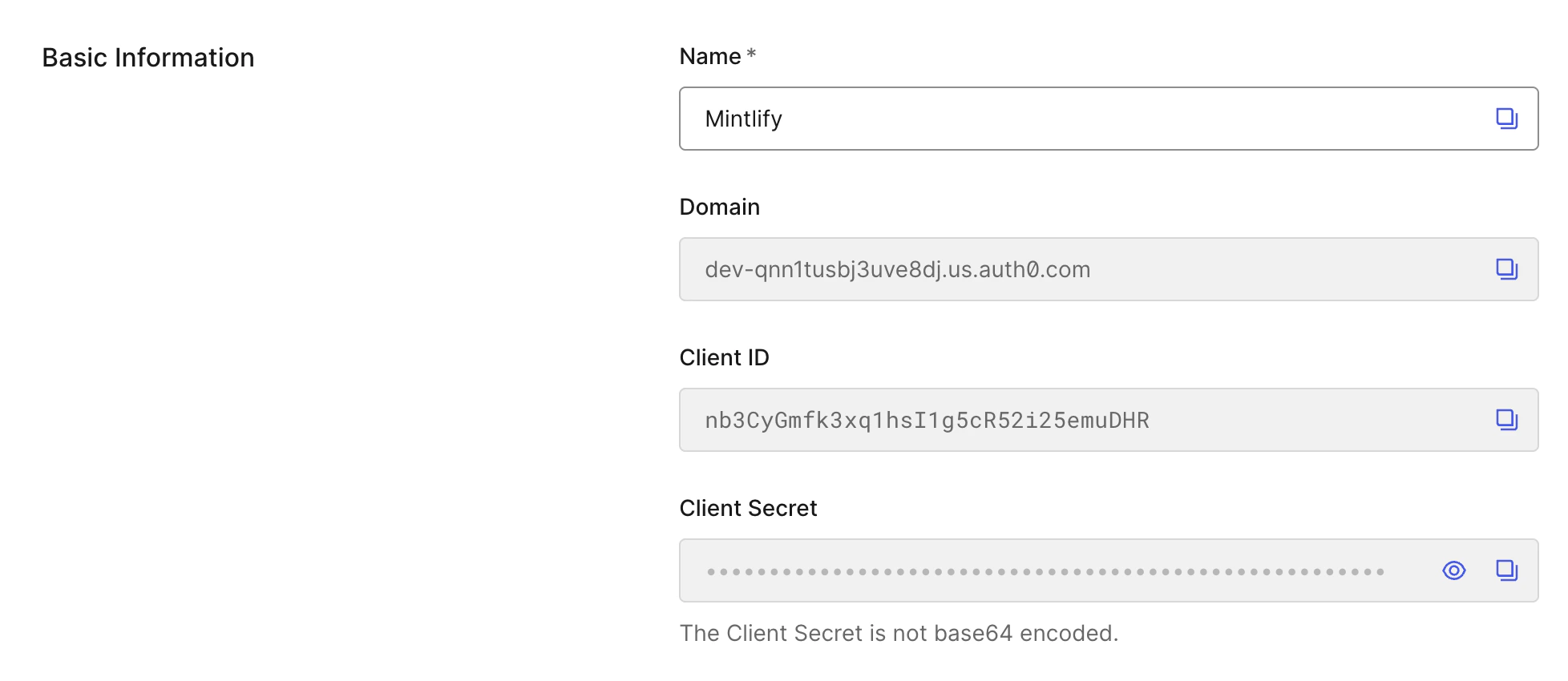 Auth0 client settings page