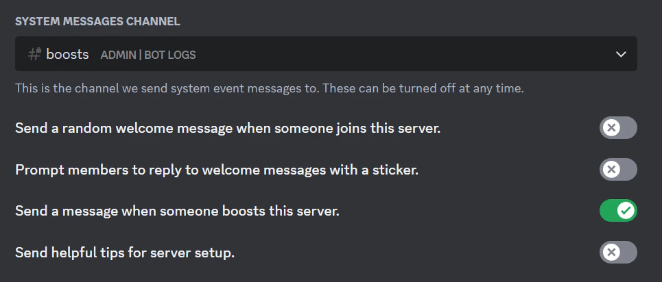 Server settings