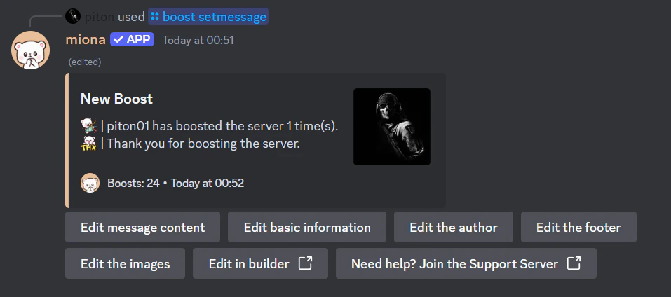 Editing boost message with built-in editor