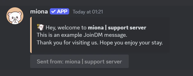 Example Join DM message