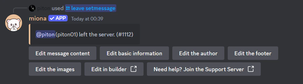 Editing leave message with built-in editor