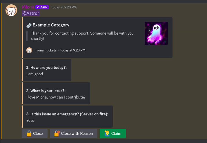 Example questions created