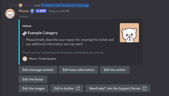 Example Welcome Message
