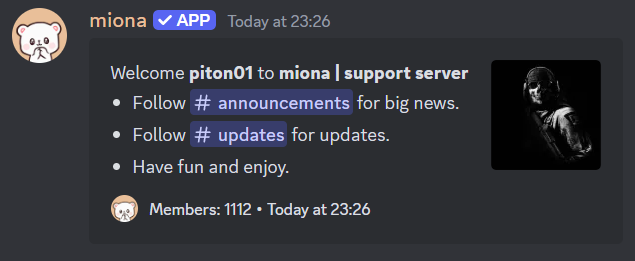 Welcome Messages - Miona Docs