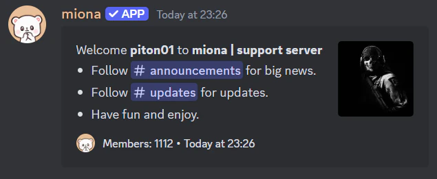 Example Welcome message