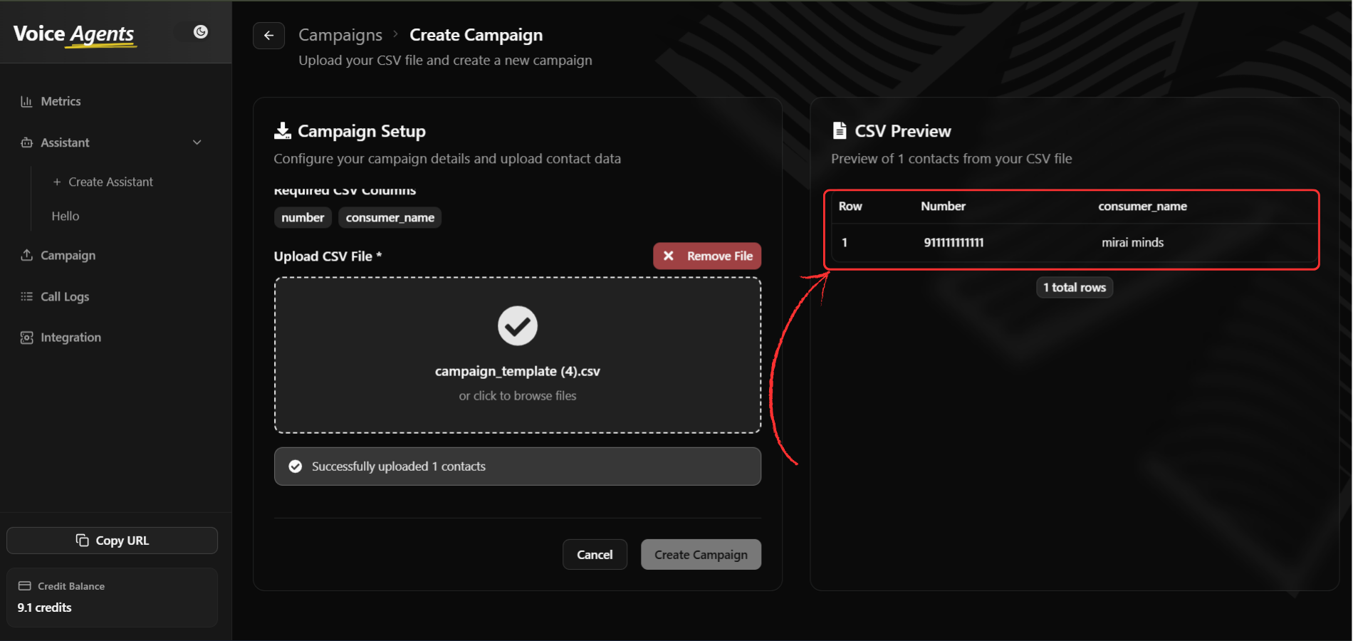 Data preview panel