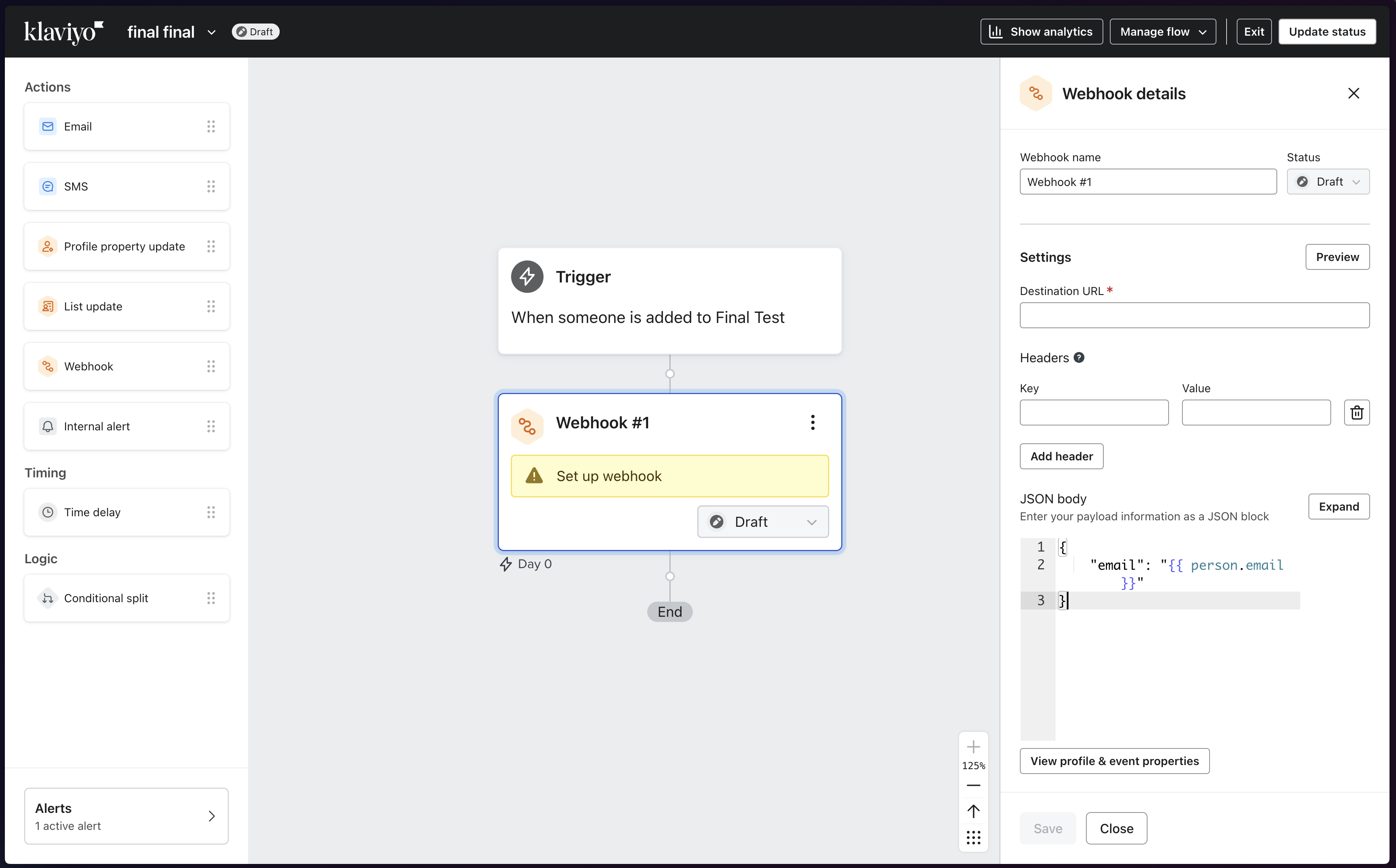 Add webhook node