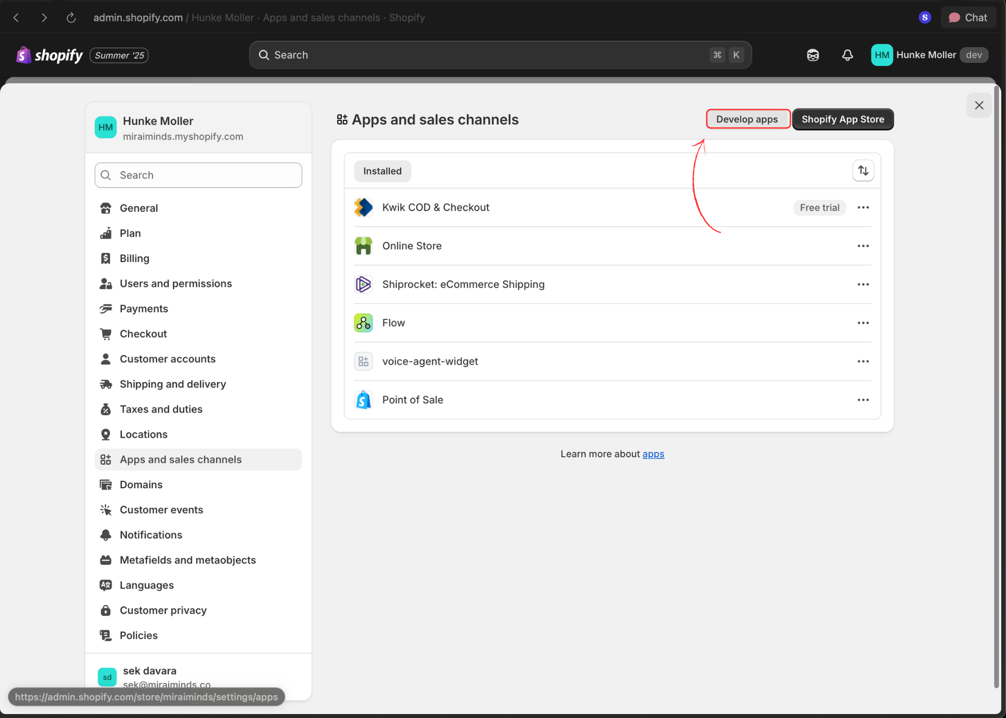 Apps and sales channels