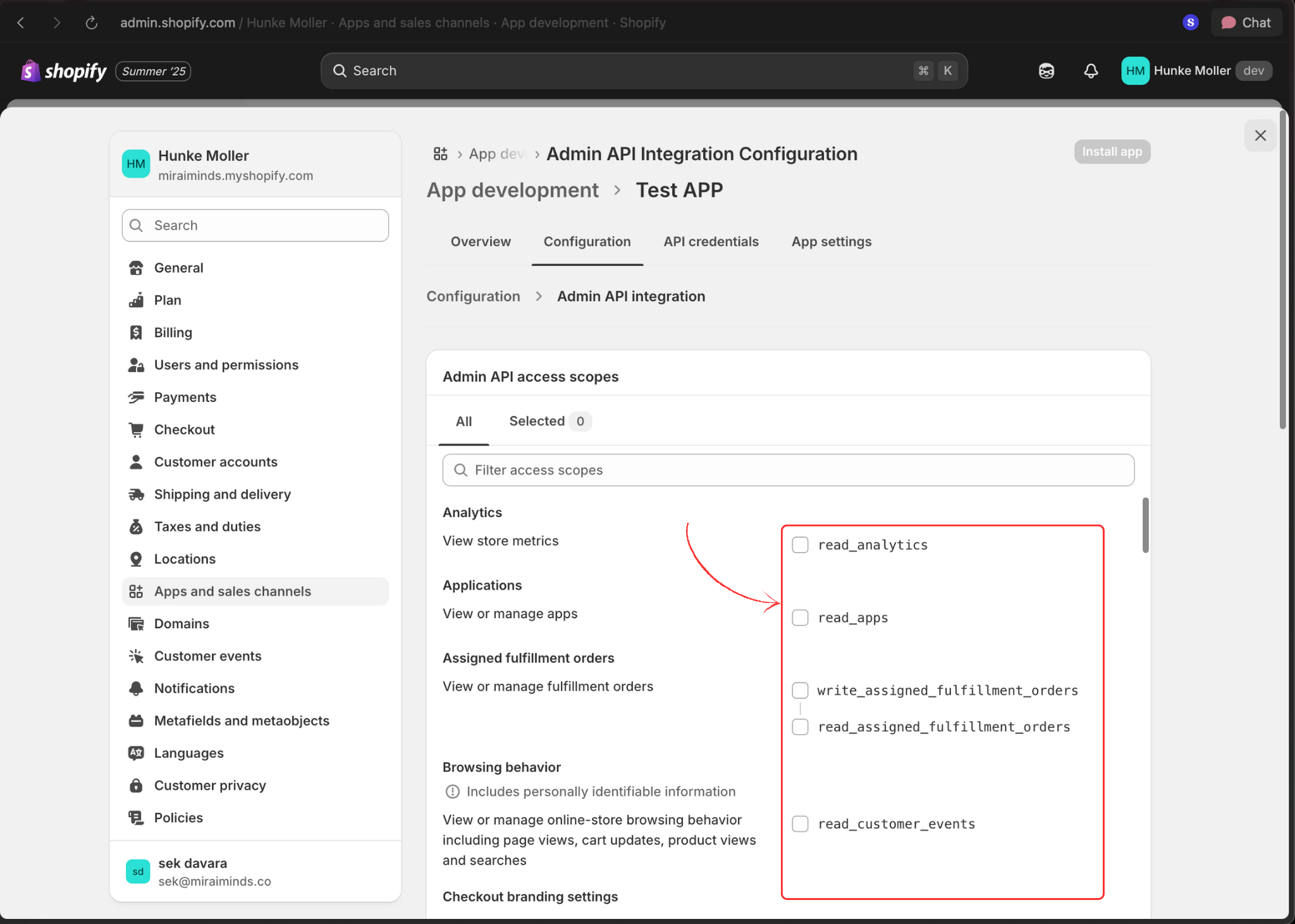 Configure API scopes
