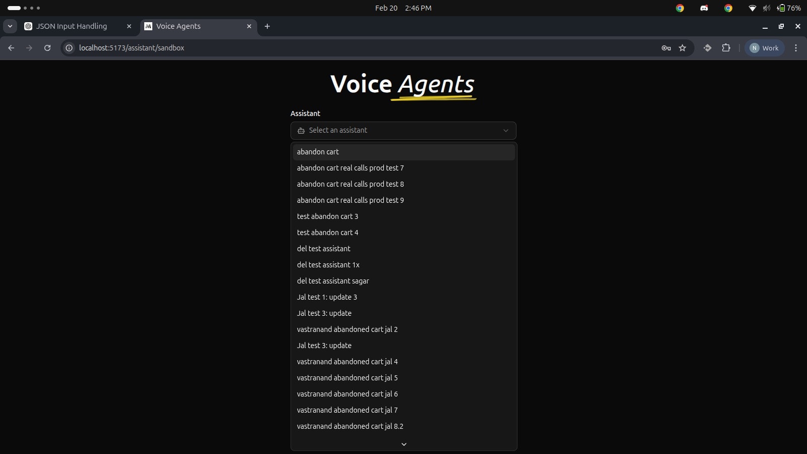 Assistant Selection Dropdown