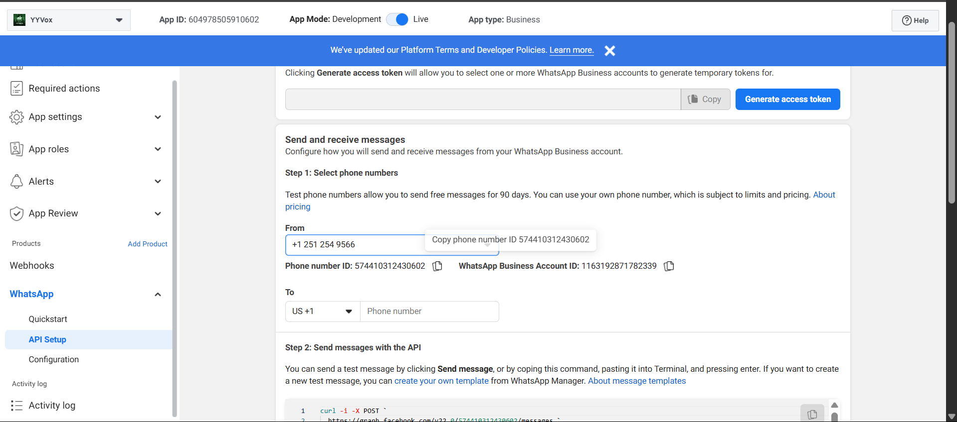 WhatsApp Business IDs