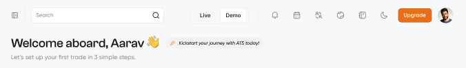Dashboard header — new user state