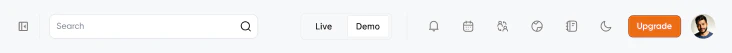Navigation bar — Live mode active