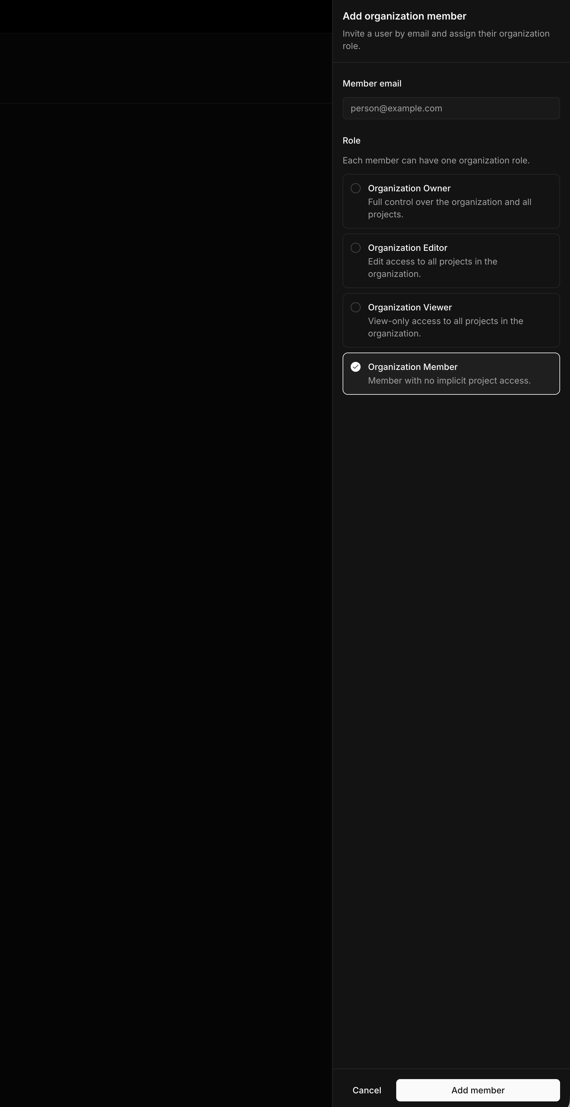 Mistrive Add Member form in dark mode