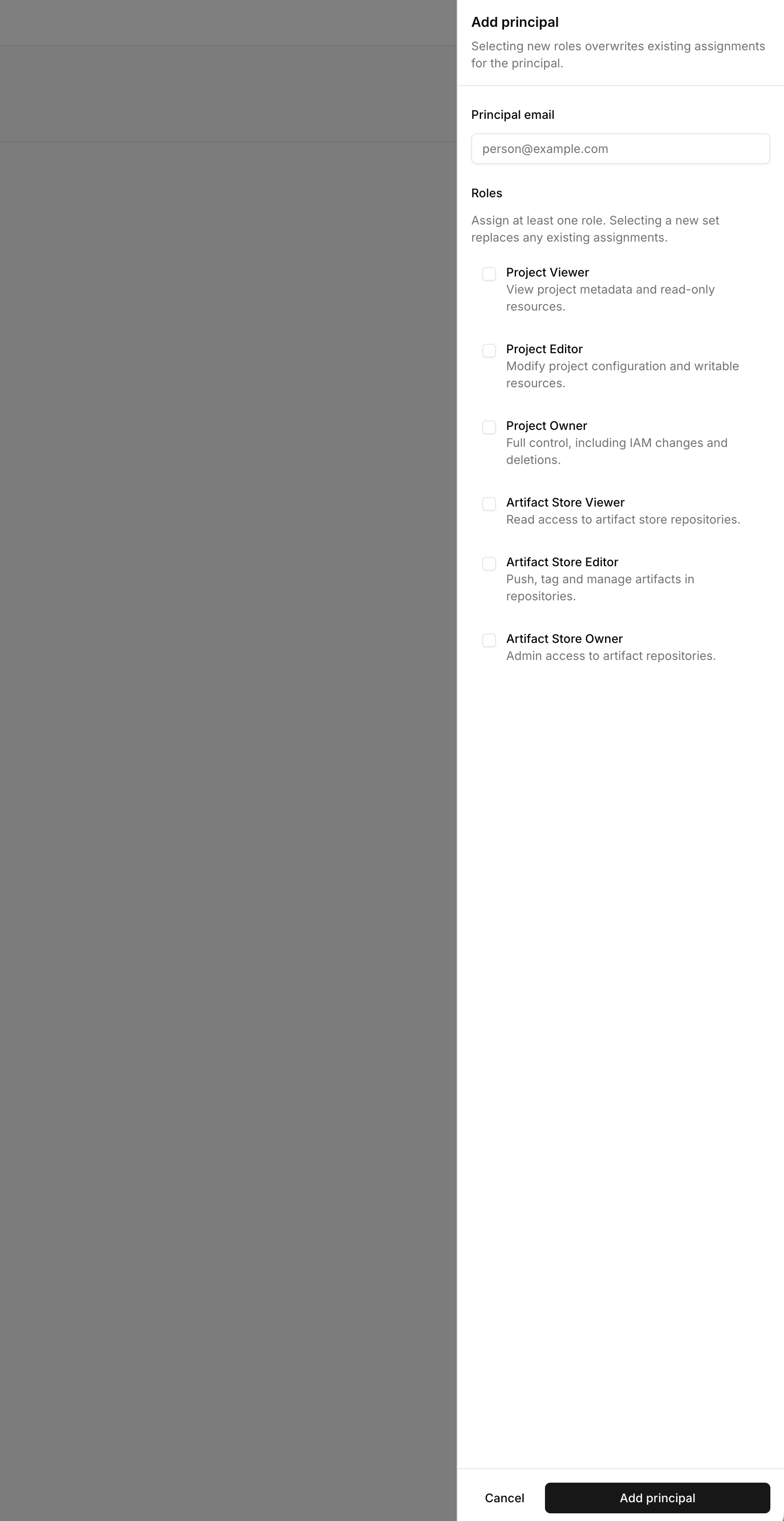 Mistrive Project IAM page in light mode