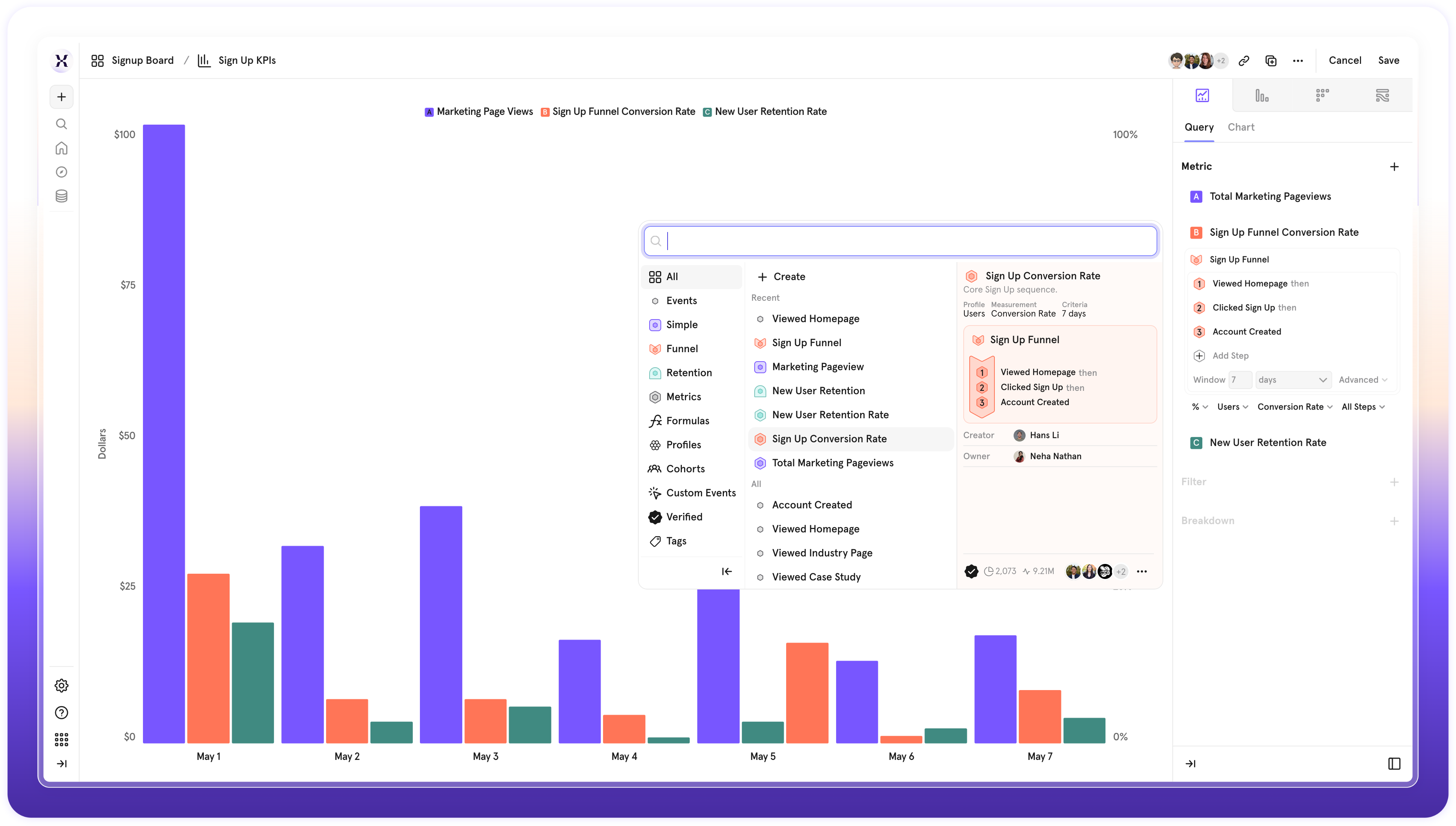 Saved Metrics