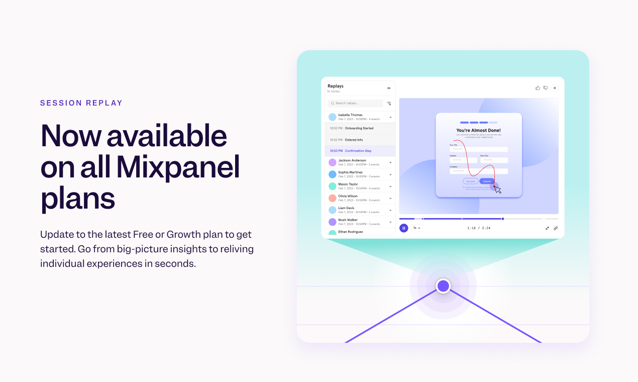 Session Replay is now available on Free and Growth plans