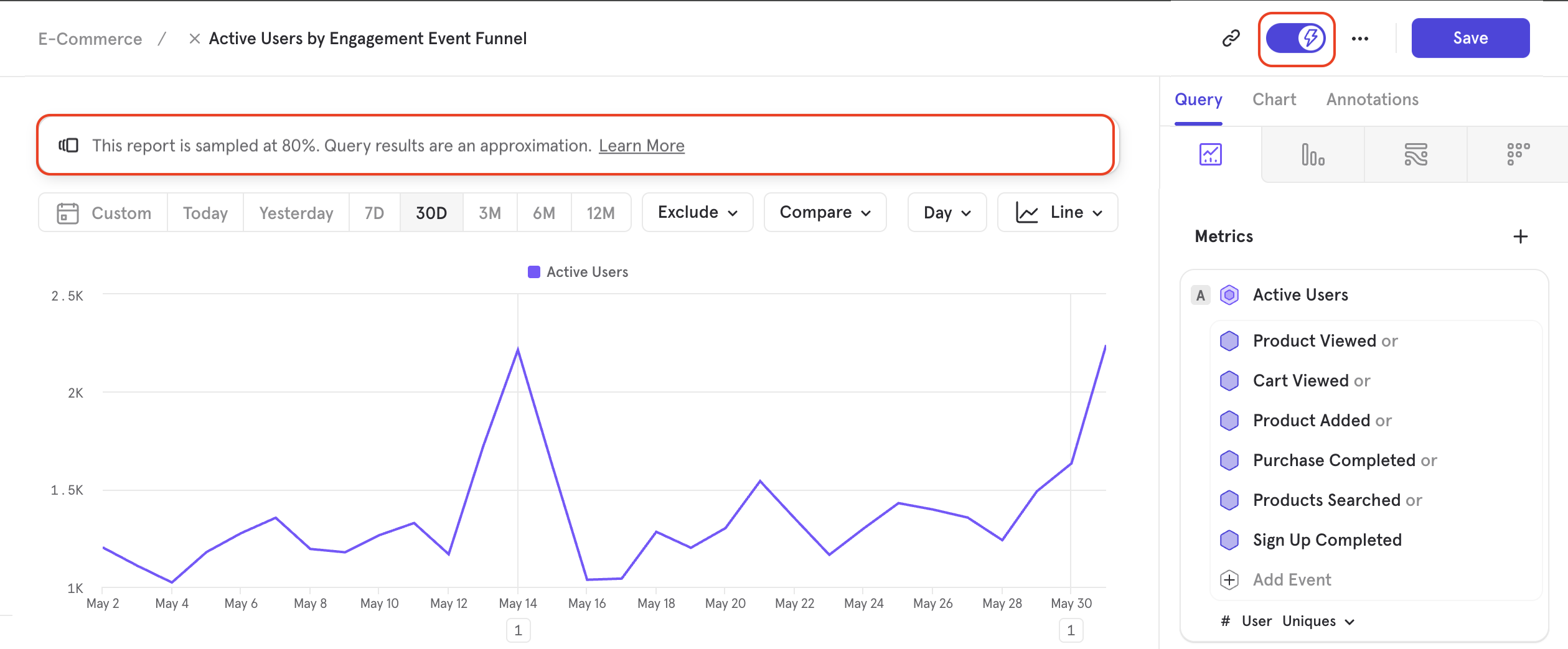 Reports Query Time Sampling