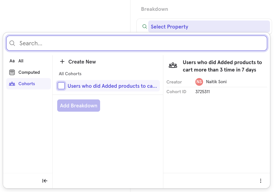 Flows Breakdown Cohort