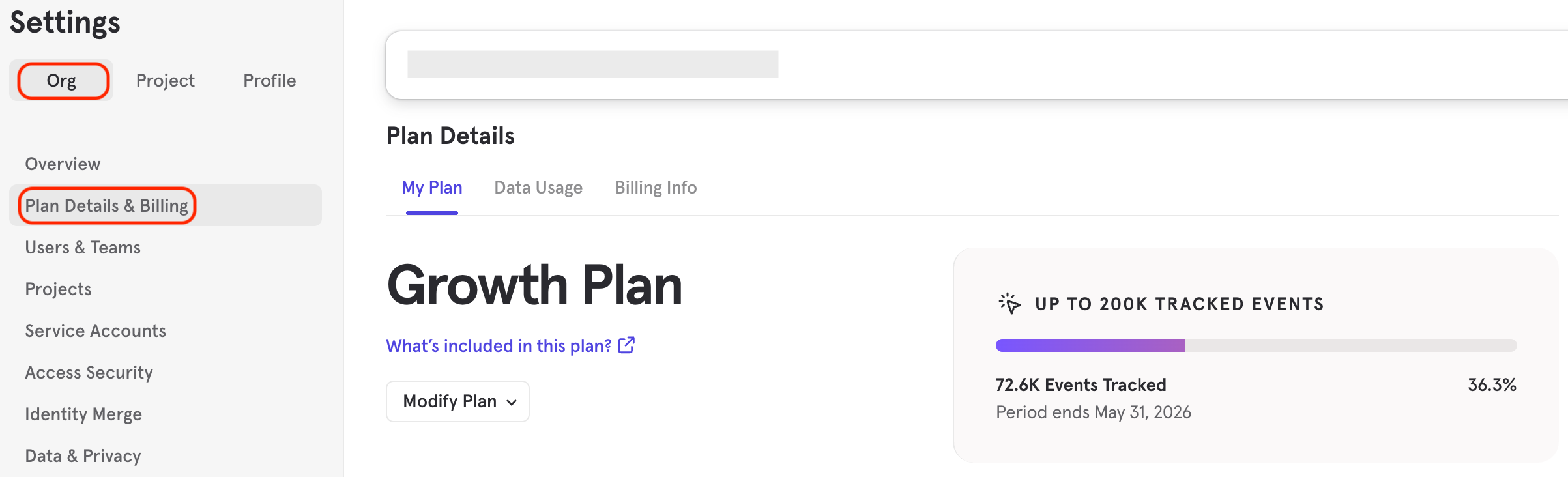 Events Usage