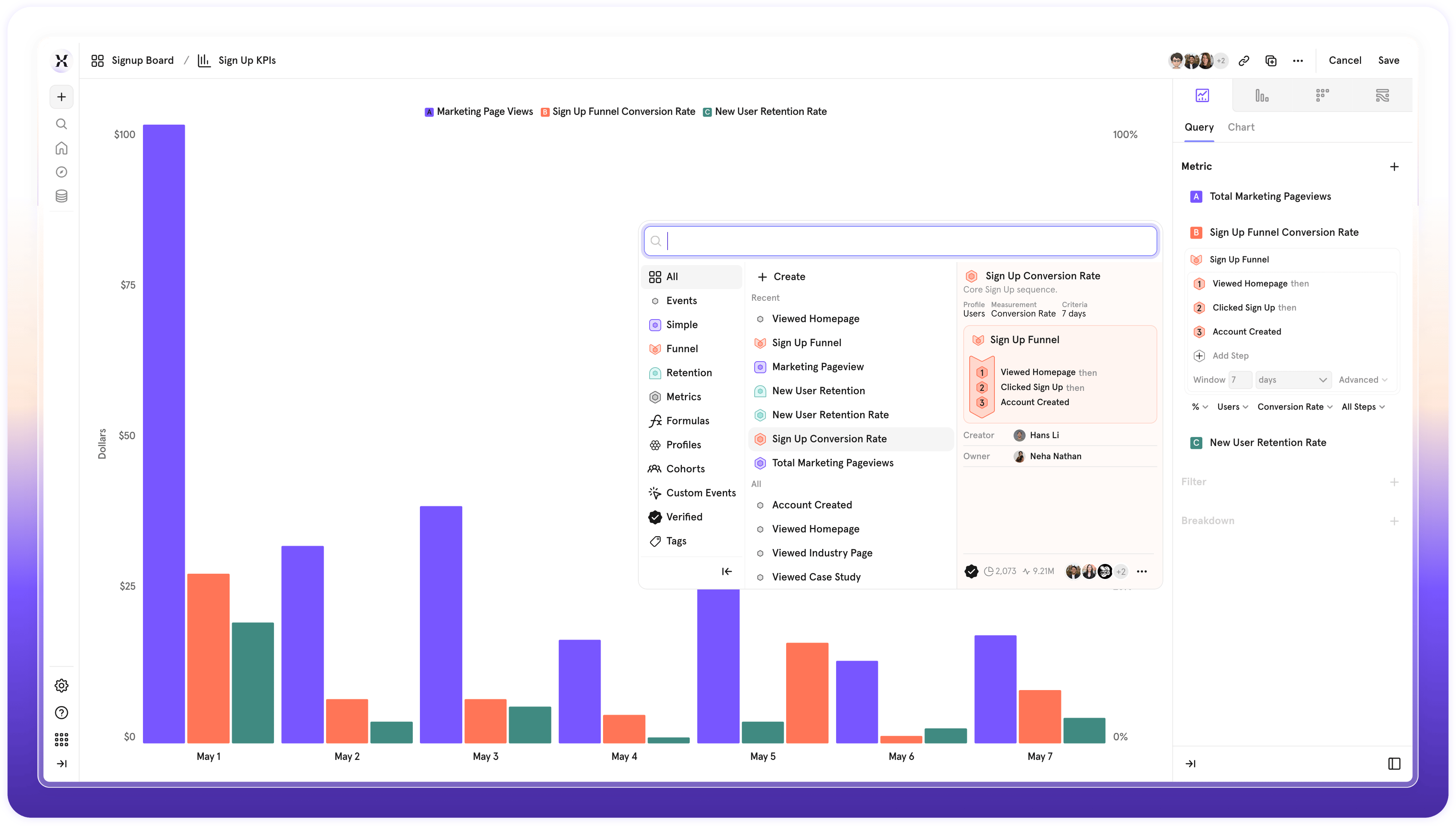 Saved Metrics