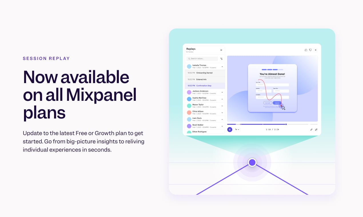 Session Replay is now available on Free and Growth plans