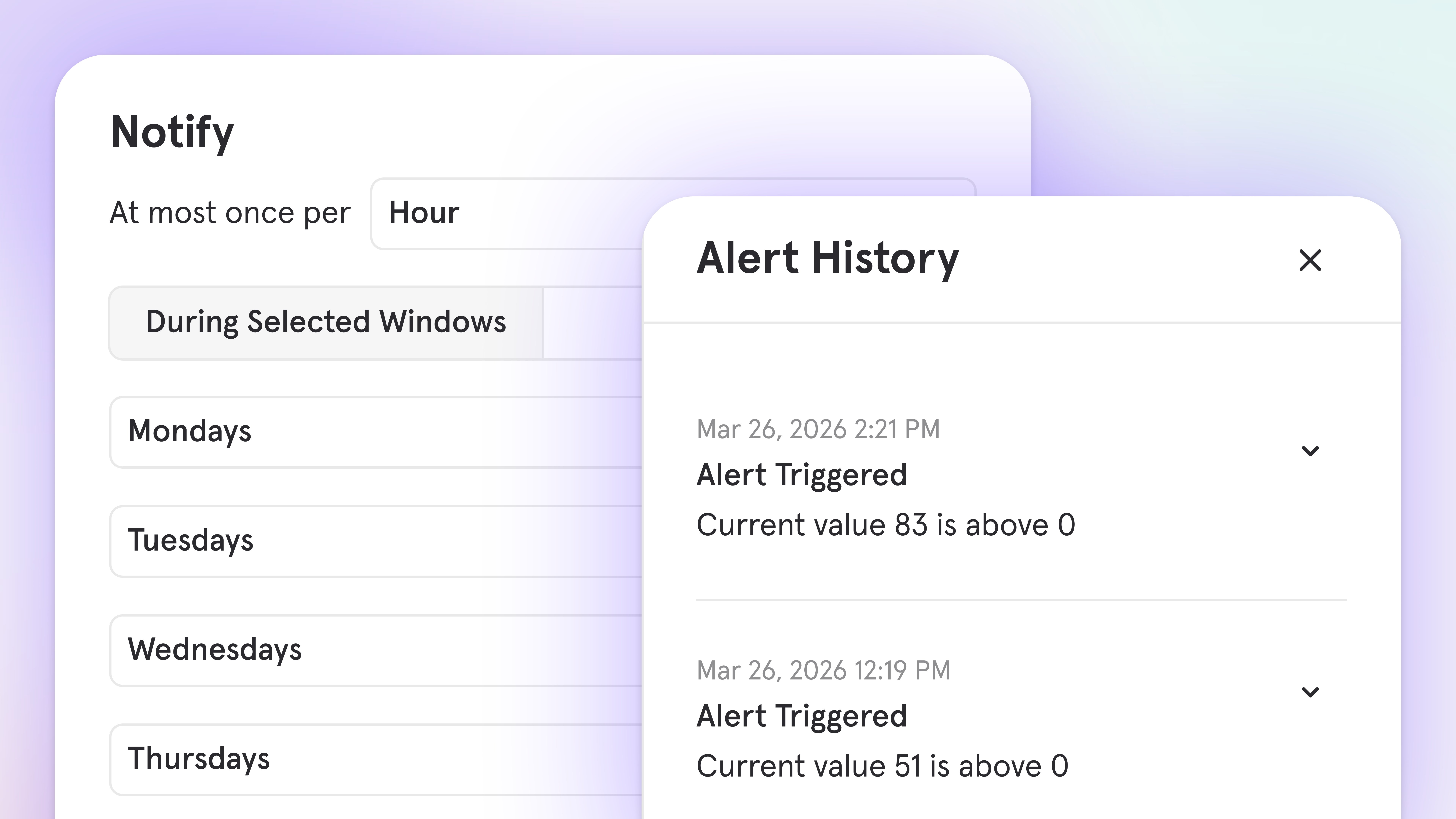 Alerts: Take control with scheduling, history, and webhooks