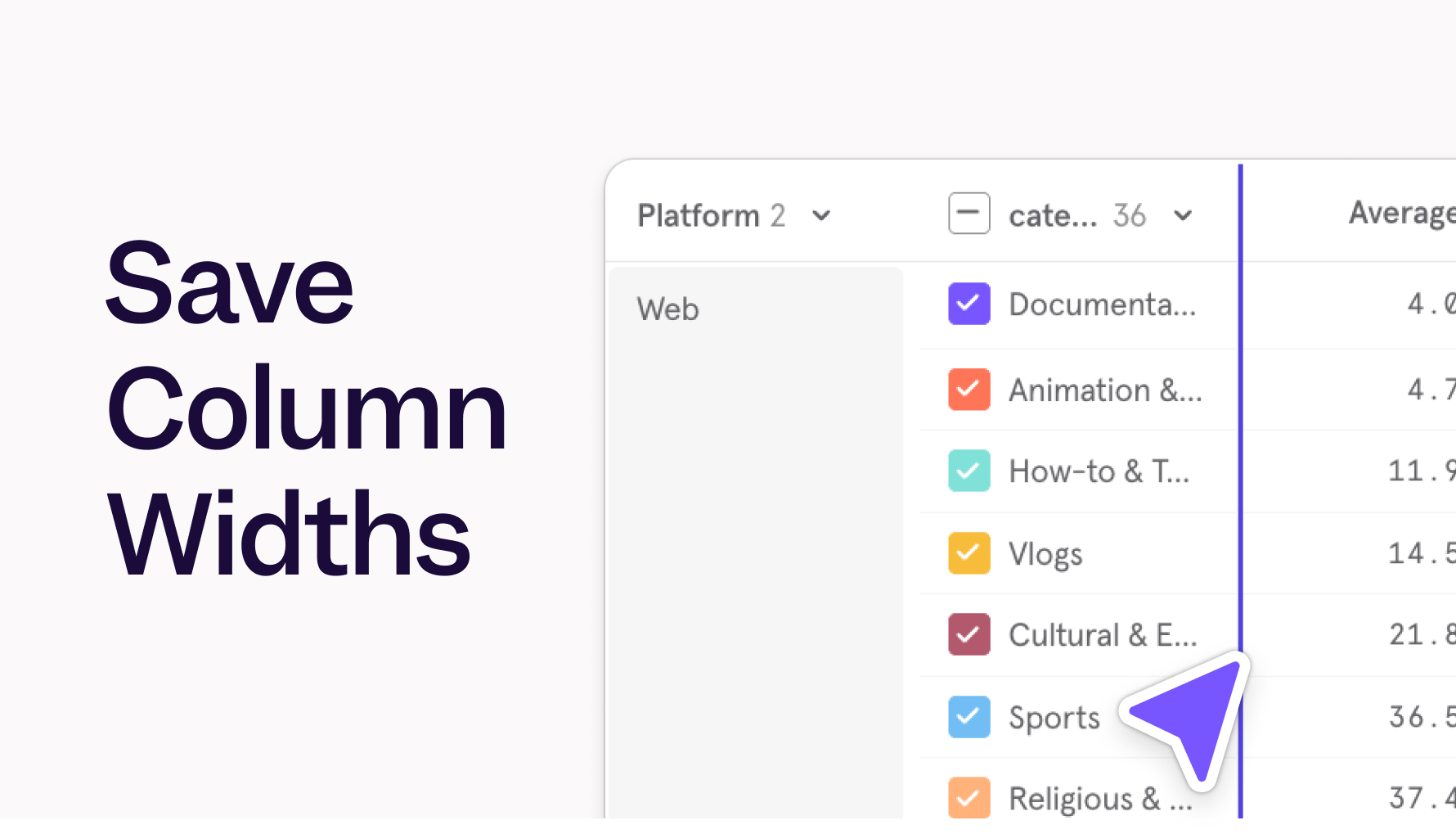 Save Column Widths in Tables