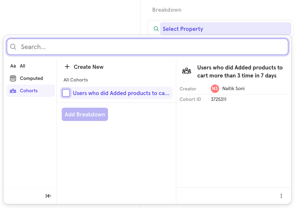 Flows Breakdown Cohort